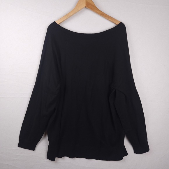 Lucky Brand Sweater Women's XXL Jet Black V-Neck Pullover Cotton Blend Knit NWT - Picture 2 of 9